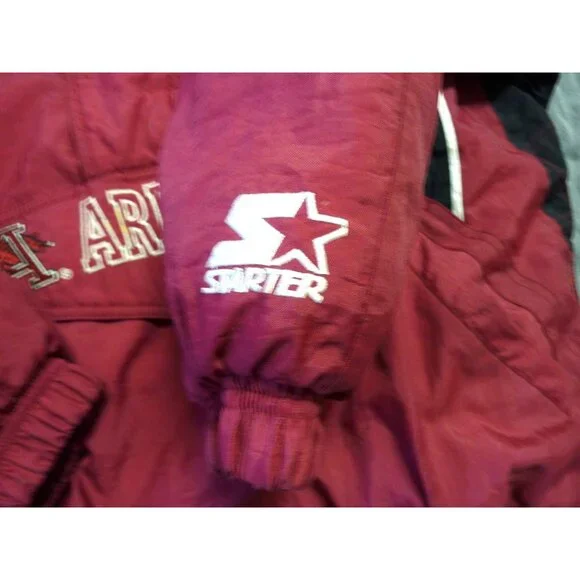Arkansas Razorbacks 90s Starter Jacket w/hood NCAA Football Size L vintage